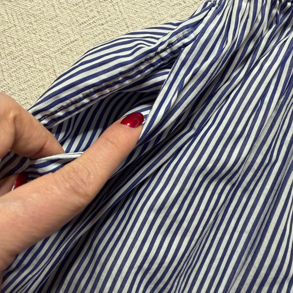 Ralph Lauren Polo Girls White Blue Striped Poplin Cotton Shirt Dress 7 Preppy - Picture 8 of 9